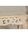 Rococo Style Painted Console Table with Carved Apron and Distressed Finish-13. Asian & Chinese Furniture, Art, Antiques, Vintage Home Décor for sale at FEA Home
