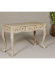 Rococo Style Painted Console Table with Carved Apron and Distressed Finish-14. Asian & Chinese Furniture, Art, Antiques, Vintage Home Décor for sale at FEA Home
