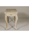 Rococo Style Painted Console Table with Carved Apron and Distressed Finish-16. Asian & Chinese Furniture, Art, Antiques, Vintage Home Décor for sale at FEA Home