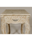 Rococo Style Painted Console Table with Carved Apron and Distressed Finish-18. Asian & Chinese Furniture, Art, Antiques, Vintage Home Décor for sale at FEA Home