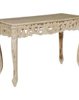 Rococo Style Painted Console Table with Carved Apron and Distressed Finish-1. Asian & Chinese Furniture, Art, Antiques, Vintage Home Décor for sale at FEA Home
