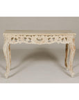 Rococo Style Painted Console Table with Carved Apron and Distressed Finish-4. Asian & Chinese Furniture, Art, Antiques, Vintage Home Décor for sale at FEA Home