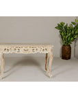 Rococo Style Painted Console Table with Carved Apron and Distressed Finish-5. Asian & Chinese Furniture, Art, Antiques, Vintage Home Décor for sale at FEA Home