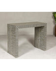 Contemporary Minimalist White and Black Striped Console Table with Bone Inlay-13. Asian & Chinese Furniture, Art, Antiques, Vintage Home Décor for sale at FEA Home