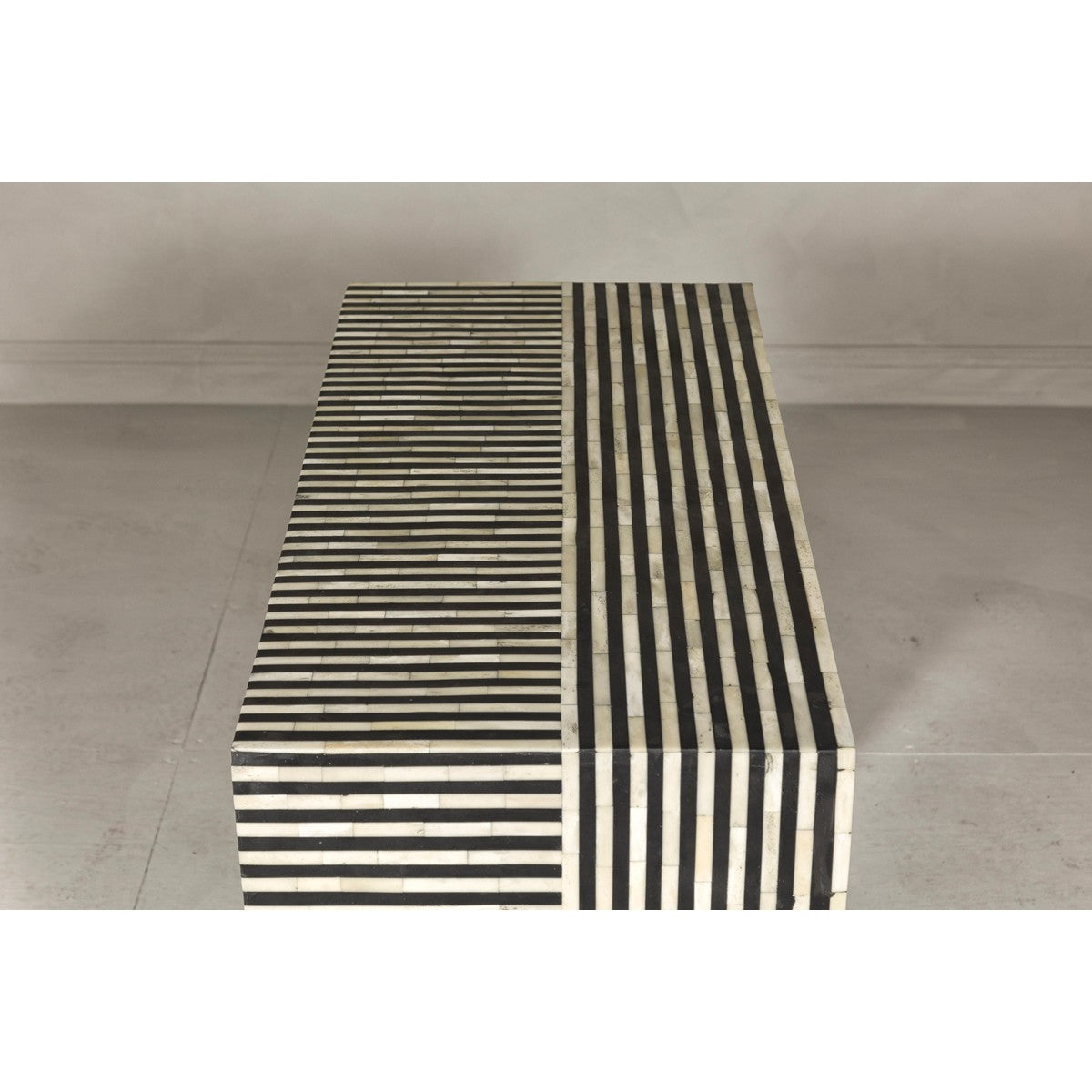 Contemporary Minimalist White and Black Striped Console Table with Bone Inlay-18. Asian & Chinese Furniture, Art, Antiques, Vintage Home Décor for sale at FEA Home