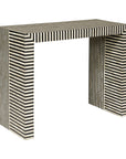 Contemporary Minimalist White and Black Striped Console Table with Bone Inlay-2. Asian & Chinese Furniture, Art, Antiques, Vintage Home Décor for sale at FEA Home