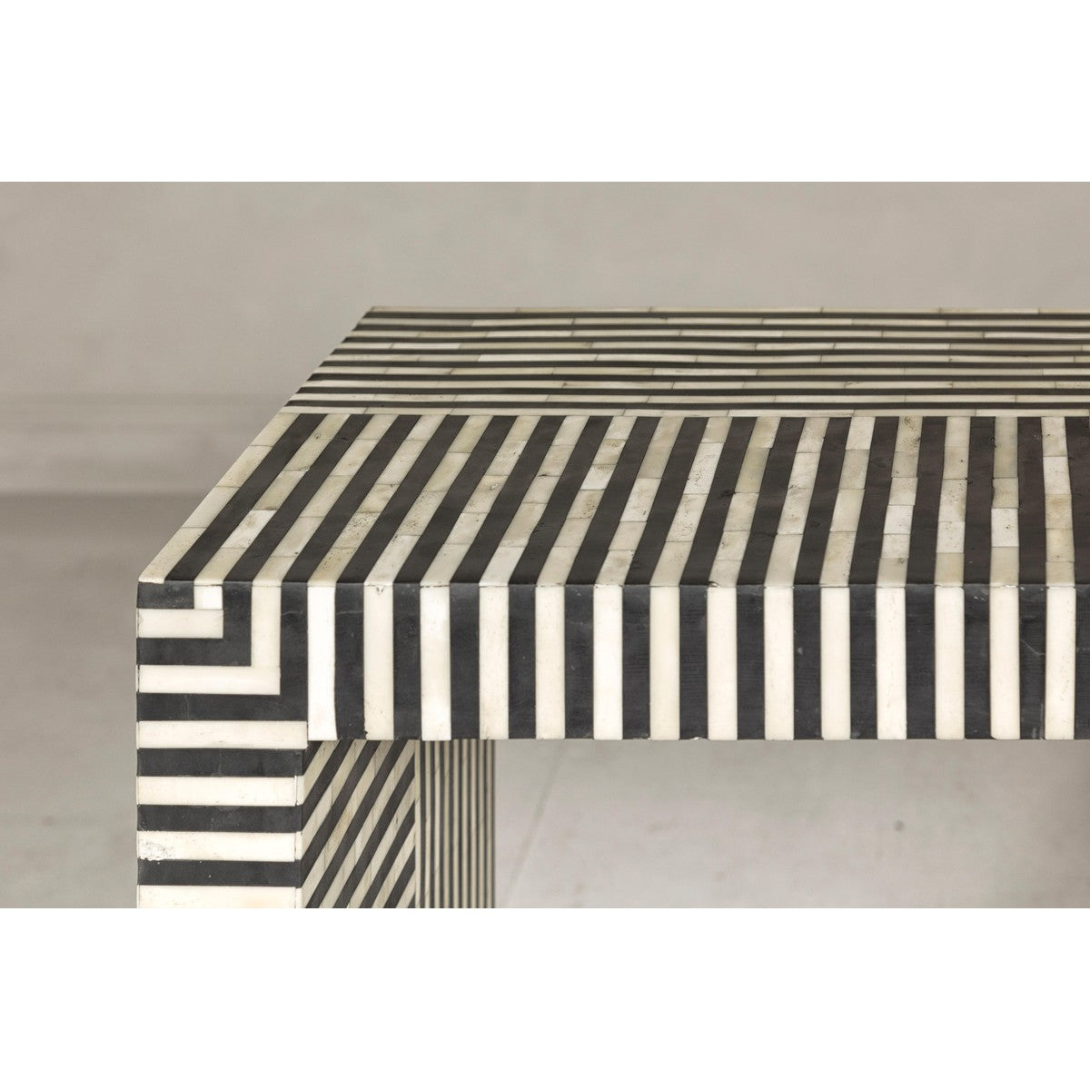 Contemporary Minimalist White and Black Striped Console Table with Bone Inlay-9. Asian & Chinese Furniture, Art, Antiques, Vintage Home Décor for sale at FEA Home
