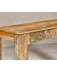Mughal Style Distressed Polychrome Console Table with Carved Apron with Shelf-12. Asian & Chinese Furniture, Art, Antiques, Vintage Home Décor for sale at FEA Home
