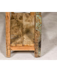 Mughal Style Distressed Polychrome Console Table with Carved Apron with Shelf-14. Asian & Chinese Furniture, Art, Antiques, Vintage Home Décor for sale at FEA Home