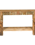 Mughal Style Distressed Polychrome Console Table with Carved Apron with Shelf-18. Asian & Chinese Furniture, Art, Antiques, Vintage Home Décor for sale at FEA Home