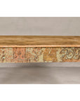Mughal Style Distressed Polychrome Console Table with Carved Apron with Shelf-8. Asian & Chinese Furniture, Art, Antiques, Vintage Home Décor for sale at FEA Home