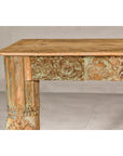 Mughal Style Distressed Polychrome Console Table with Carved Apron with Shelf-9. Asian & Chinese Furniture, Art, Antiques, Vintage Home Décor for sale at FEA Home