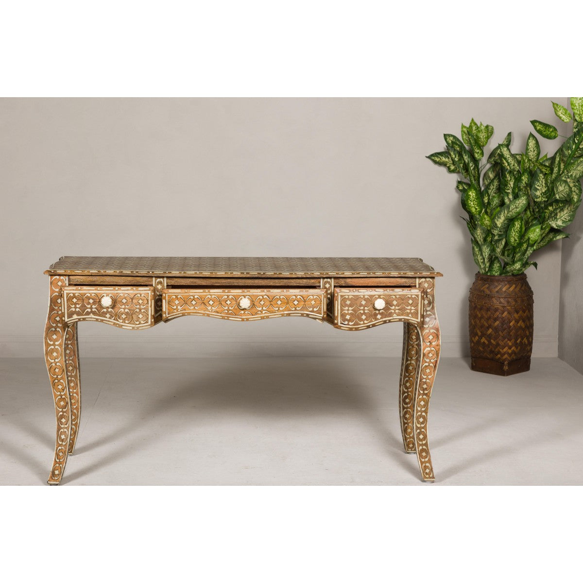 Anglo Louis XV Style Console Table with Three Drawers and Cabriole Legs-11. Asian & Chinese Furniture, Art, Antiques, Vintage Home Décor for sale at FEA Home