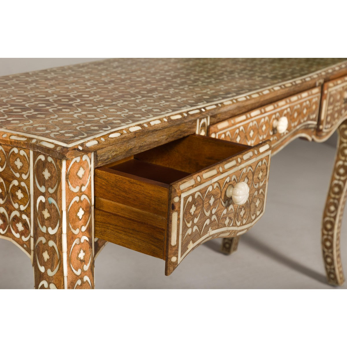 Anglo Louis XV Style Console Table with Three Drawers and Cabriole Legs-13. Asian & Chinese Furniture, Art, Antiques, Vintage Home Décor for sale at FEA Home