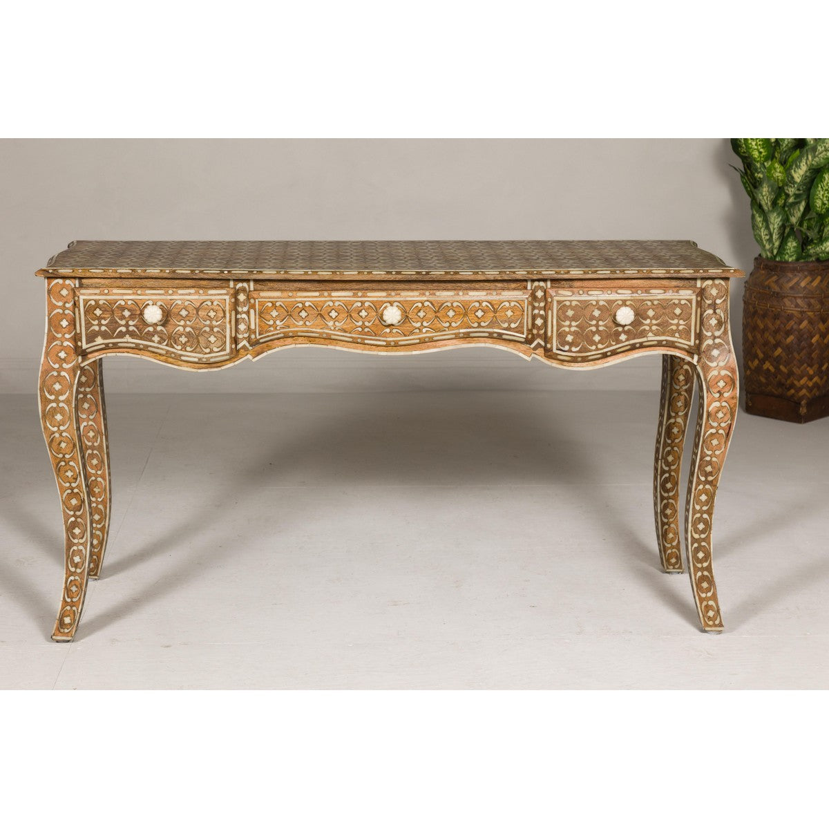 Anglo Louis XV Style Console Table with Three Drawers and Cabriole Legs-2. Asian & Chinese Furniture, Art, Antiques, Vintage Home Décor for sale at FEA Home