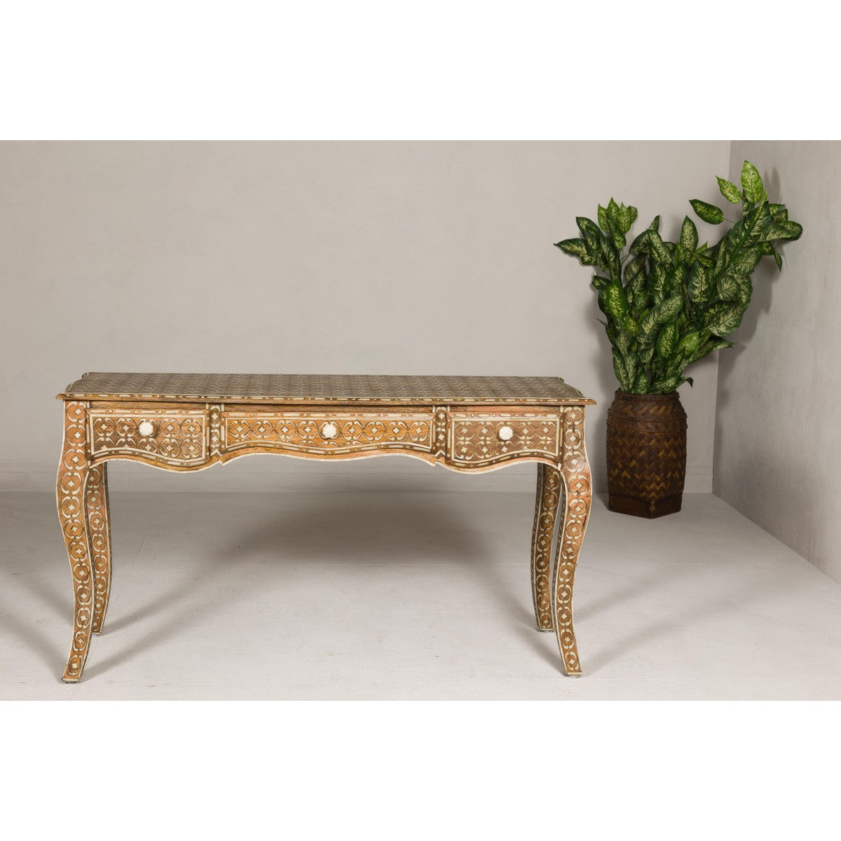 Anglo Louis XV Style Console Table with Three Drawers and Cabriole Legs-3. Asian & Chinese Furniture, Art, Antiques, Vintage Home Décor for sale at FEA Home