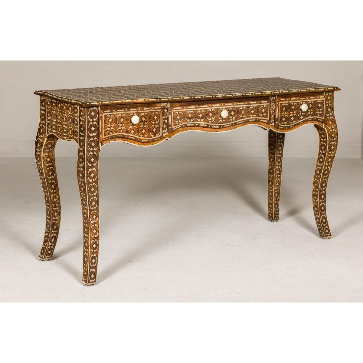 Vintage Anglo-Indian Bone Inlay Console Table-13. Asian & Chinese Furniture, Art, Antiques, Vintage Home Décor for sale at FEA Home
