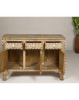 Anglo Style Mango Wood Buffet with Geometric Bone Inlay-13. Asian & Chinese Furniture, Art, Antiques, Vintage Home Décor for sale at FEA Home