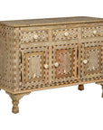 Anglo Style Mango Wood Buffet with Geometric Bone Inlay-1. Asian & Chinese Furniture, Art, Antiques, Vintage Home Décor for sale at FEA Home