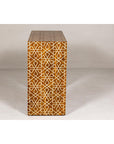 Handmade Mango Wood Linear Console Table with Geometric Bone Inlay-13. Asian & Chinese Furniture, Art, Antiques, Vintage Home Décor for sale at FEA Home