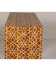 Handmade Mango Wood Linear Console Table with Geometric Bone Inlay-14. Asian & Chinese Furniture, Art, Antiques, Vintage Home Décor for sale at FEA Home