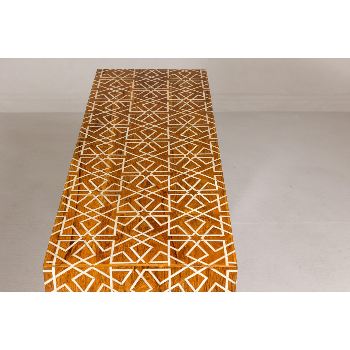 Handmade Mango Wood Linear Console Table with Geometric Bone Inlay-15. Asian & Chinese Furniture, Art, Antiques, Vintage Home Décor for sale at FEA Home