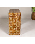 Handmade Mango Wood Linear Console Table with Geometric Bone Inlay-17. Asian & Chinese Furniture, Art, Antiques, Vintage Home Décor for sale at FEA Home