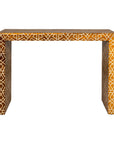 Handmade Mango Wood Linear Console Table with Geometric Bone Inlay-18. Asian & Chinese Furniture, Art, Antiques, Vintage Home Décor for sale at FEA Home