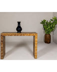 Handmade Mango Wood Linear Console Table with Geometric Bone Inlay-2. Asian & Chinese Furniture, Art, Antiques, Vintage Home Décor for sale at FEA Home