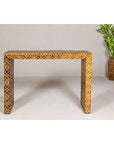 Handmade Mango Wood Linear Console Table with Geometric Bone Inlay-3. Asian & Chinese Furniture, Art, Antiques, Vintage Home Décor for sale at FEA Home