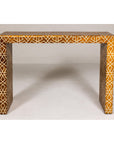Handmade Mango Wood Linear Console Table with Geometric Bone Inlay-4. Asian & Chinese Furniture, Art, Antiques, Vintage Home Décor for sale at FEA Home