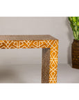 Handmade Mango Wood Linear Console Table with Geometric Bone Inlay-6. Asian & Chinese Furniture, Art, Antiques, Vintage Home Décor for sale at FEA Home