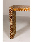 Handmade Mango Wood Linear Console Table with Geometric Bone Inlay-7. Asian & Chinese Furniture, Art, Antiques, Vintage Home Décor for sale at FEA Home