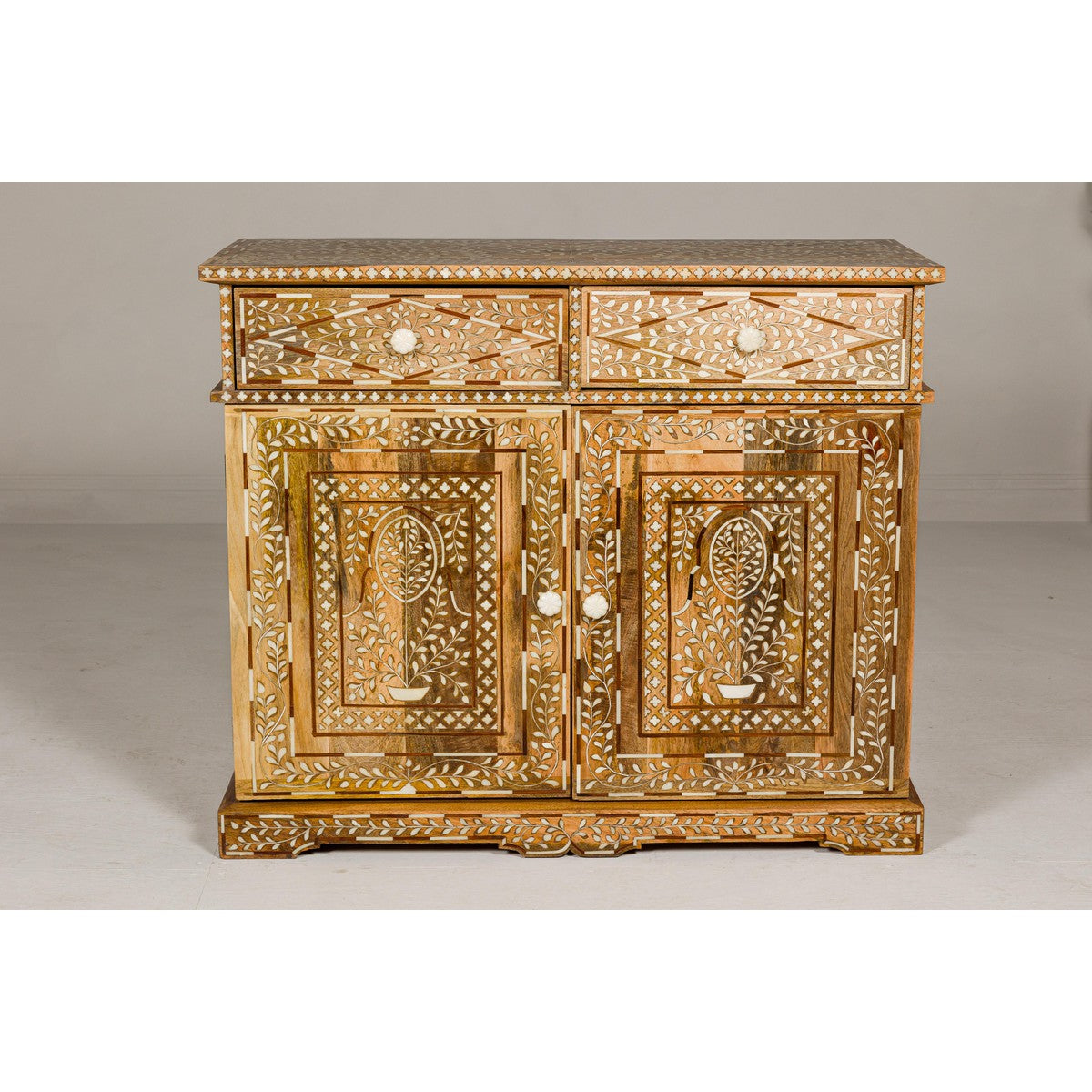Anglo Style Mango Wood and Bone Inlay Two-Drawer over Two Door Buffet-2. Asian & Chinese Furniture, Art, Antiques, Vintage Home Décor for sale at FEA Home