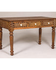 Anglo Style Mango Wood Console or Desk with Three Drawers and Bone Inlay-11. Asian & Chinese Furniture, Art, Antiques, Vintage Home Décor for sale at FEA Home
