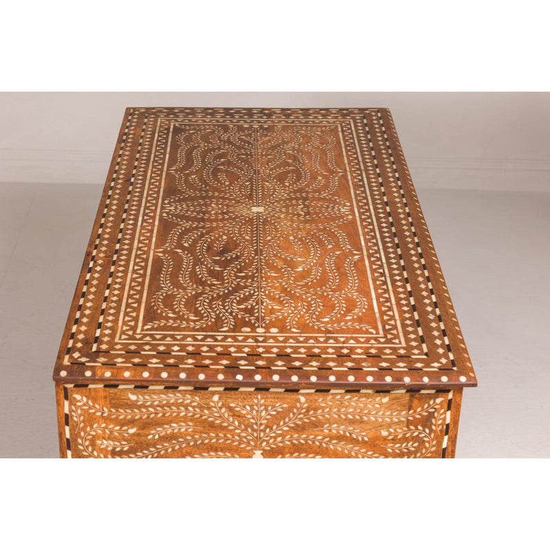 Anglo Style Mango Wood Console or Desk with Three Drawers and Bone Inlay-YN8011-16. Asian & Chinese Furniture, Art, Antiques, Vintage Home Décor for sale at FEA Home