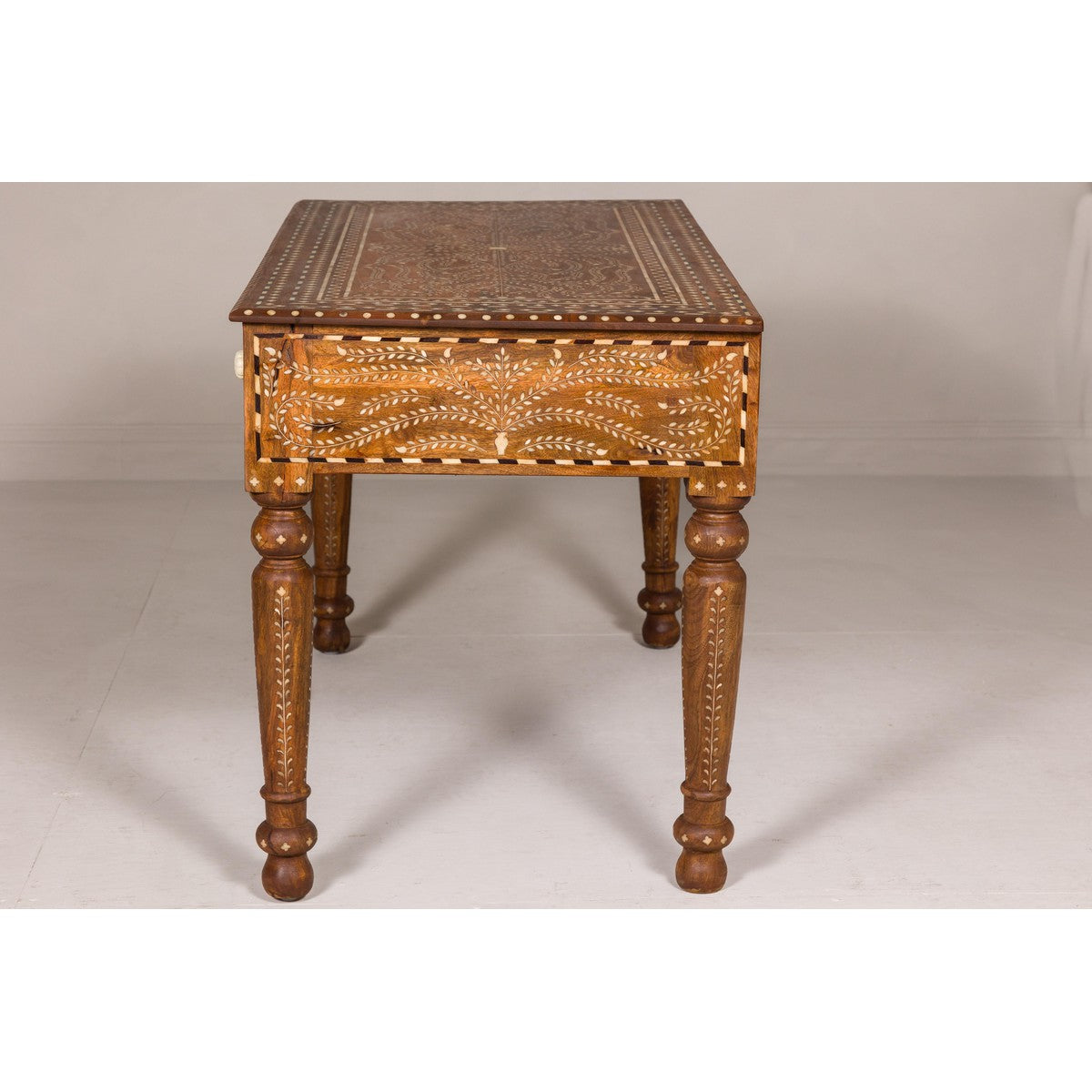 Anglo Style Mango Wood Console or Desk with Three Drawers and Bone Inlay-18. Asian & Chinese Furniture, Art, Antiques, Vintage Home Décor for sale at FEA Home