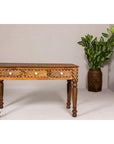 Anglo Style Mango Wood Console or Desk with Three Drawers and Bone Inlay-4. Asian & Chinese Furniture, Art, Antiques, Vintage Home Décor for sale at FEA Home