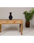 Anglo Style Mango Wood Desk with Drawers, Bone Inlay and Light Patina-10. Asian & Chinese Furniture, Art, Antiques, Vintage Home Décor for sale at FEA Home