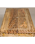 Anglo Style Mango Wood Desk with Drawers, Bone Inlay and Light Patina-14. Asian & Chinese Furniture, Art, Antiques, Vintage Home Décor for sale at FEA Home