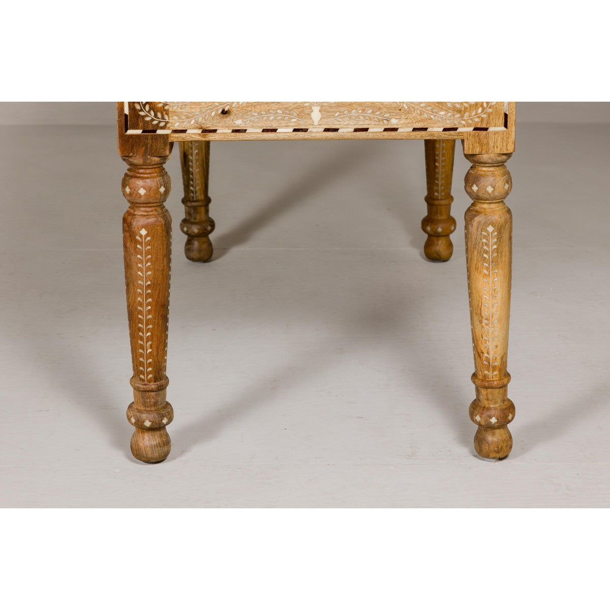 Anglo Style Mango Wood Desk with Drawers, Bone Inlay and Light Patina-18. Asian & Chinese Furniture, Art, Antiques, Vintage Home Décor for sale at FEA Home