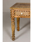 Anglo Style Mango Wood Desk with Drawers, Bone Inlay and Light Patina-6. Asian & Chinese Furniture, Art, Antiques, Vintage Home Décor for sale at FEA Home