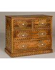 Anglo Indian Style Mango Wood Chest with Four Drawers and Floral Bone Inlay-10. Asian & Chinese Furniture, Art, Antiques, Vintage Home Décor for sale at FEA Home