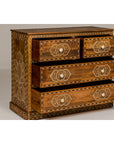 Anglo Indian Style Mango Wood Chest with Four Drawers and Floral Bone Inlay-12. Asian & Chinese Furniture, Art, Antiques, Vintage Home Décor for sale at FEA Home