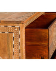Anglo Indian Style Mango Wood Chest with Four Drawers and Floral Bone Inlay-13. Asian & Chinese Furniture, Art, Antiques, Vintage Home Décor for sale at FEA Home
