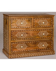 Anglo-Indian Four-Drawer Vintage Dresser Chest with Floral Bone Inlay Design-10. Asian & Chinese Furniture, Art, Antiques, Vintage Home Décor for sale at FEA Home