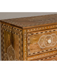 Anglo-Indian Four-Drawer Vintage Dresser Chest with Floral Bone Inlay Design-11. Asian & Chinese Furniture, Art, Antiques, Vintage Home Décor for sale at FEA Home