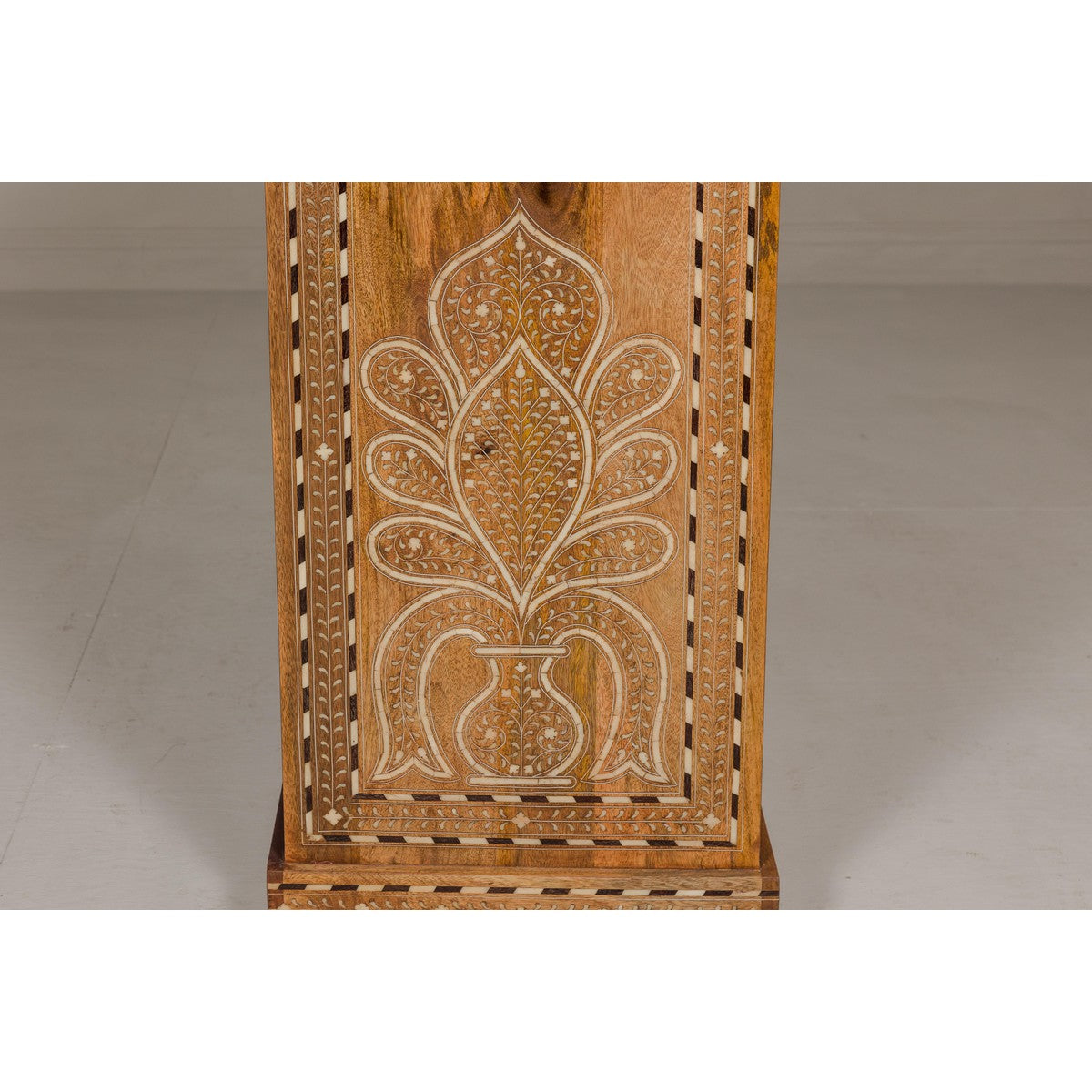 Anglo-Indian Four-Drawer Vintage Dresser Chest with Floral Bone Inlay Design-15. Asian & Chinese Furniture, Art, Antiques, Vintage Home Décor for sale at FEA Home