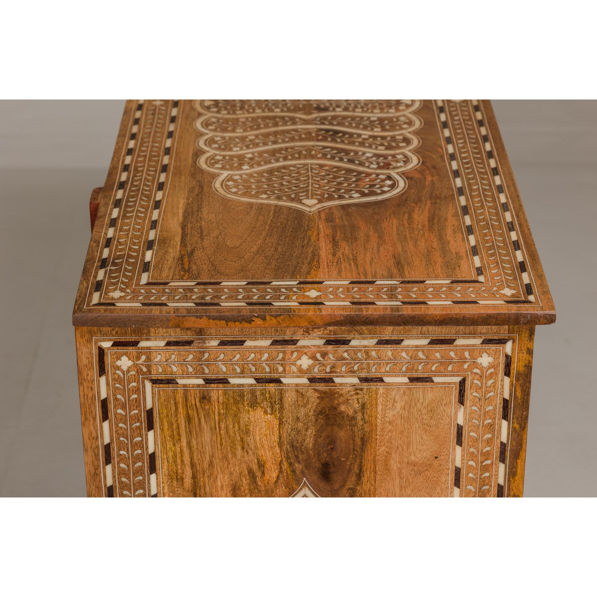 Anglo-Indian Four-Drawer Vintage Dresser Chest with Floral Bone Inlay Design-17. Asian & Chinese Furniture, Art, Antiques, Vintage Home Décor for sale at FEA Home