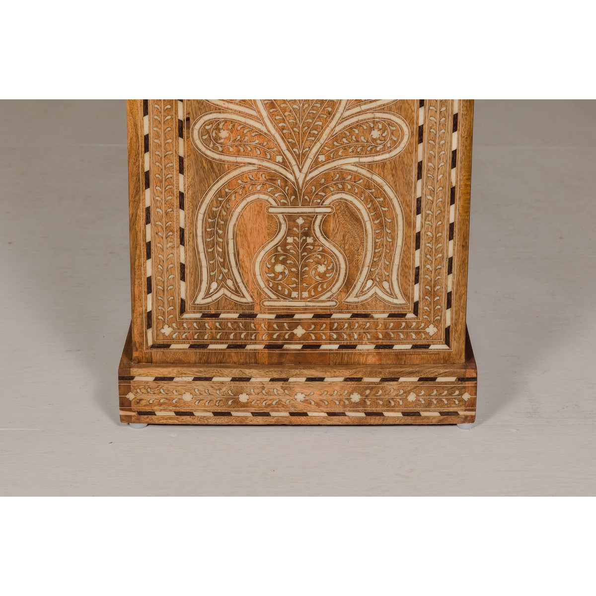 Anglo-Indian Four-Drawer Vintage Dresser Chest with Floral Bone Inlay Design-20. Asian & Chinese Furniture, Art, Antiques, Vintage Home Décor for sale at FEA Home